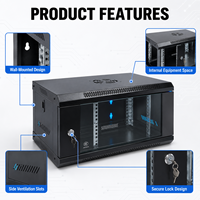 Kabinet Server Dinding 4U Kustom 19 Inci dengan Pintu Kaca dan Panel Samping yang Dapat Dilepas