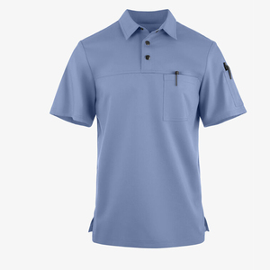 Polo elástico de poliéster 100% con malla de aire que absorbe la humedad para <span class=keywords><strong>hombre</strong></span>, camisetas blancas y negras de manga corta con 2 bolsillos - Product Image 5