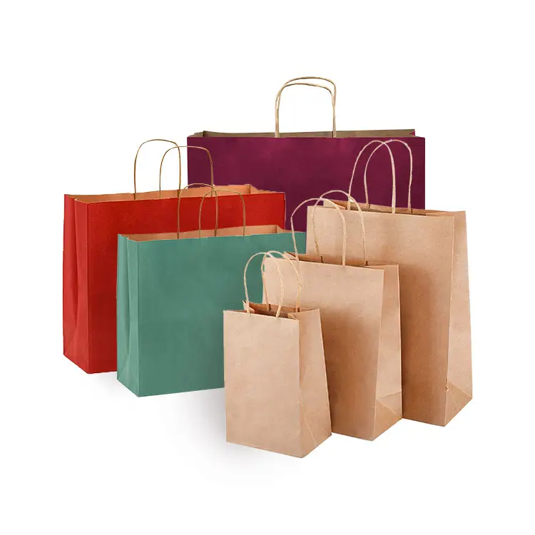 Bolsas de papel Kraft personalizadas de bajo precio, bolsa de papel con logotipo serigrafiado reciclable para uso industrial de alimentos