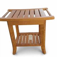 Tabouret de douche en teck, chaise de douche pour l'intérieur de la douche avec étagère de rangement