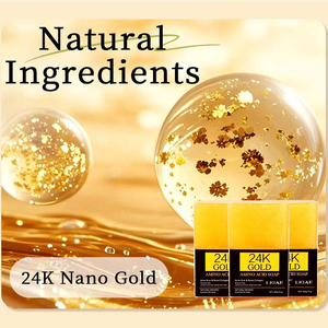 2025 nueva llegada 24K oro aminoácidos jabón hecho a mano blanqueamiento limpieza profunda aceite esencial jabón 200g para piel negra - Product Image 3