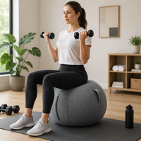 Tabouret de yoga en tissu avec poignée, anti-éclatement, en tissu doux, diamètre 20-29,9 pouces, chaise d'équilibre pour exercices à domicile et au bureau, pour le renforcement du tronc