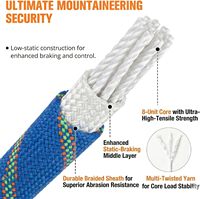 Tali Statis Poliester 48-Strand Kepang Ganda 1/2" X 100 ft untuk Pekerjaan Arborist, Rigging, Pemanjatan Pohon, Penarikan, dan Pengangkutan (Biru)-Semua