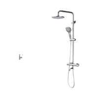 Robinet de douche contemporain monocommande en acier inoxydable finition chromée, avec fonction pluie polie et mitigeur en céramique pour bain et douche