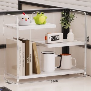 ชั้นวางของอะคริลิคสำหรับวางบนโต๊ะ 35x15x30 ซม. ชั้นวางของ 3 ชั้นสำหรับจัดระเบียบอุปกรณ์สำนักงานและหนังสือ - Product Image 4