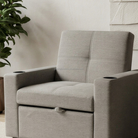 Canapé-lit simple moderne avec porte-gobelets, lit double escamotable, fauteuil d'appoint en tissu pour salon, salle à manger, chambre à coucher