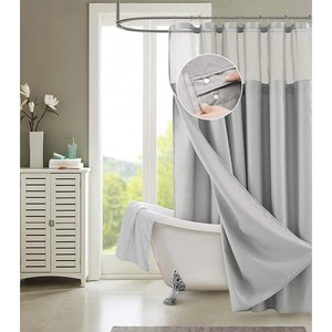 HMS moderna griglia tenda doccia Set argento tessuto Peva con tecnologia PVC ganci in plastica per uso bagno per alberghi - Product Image 6