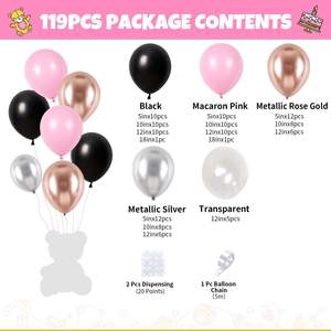 119 pièces costume de chaîne de ballon rose noir pour les annonces de mariage et d'anniversaire Qixi pour les fêtes de Noël et de remise des diplômes - Product Image 2