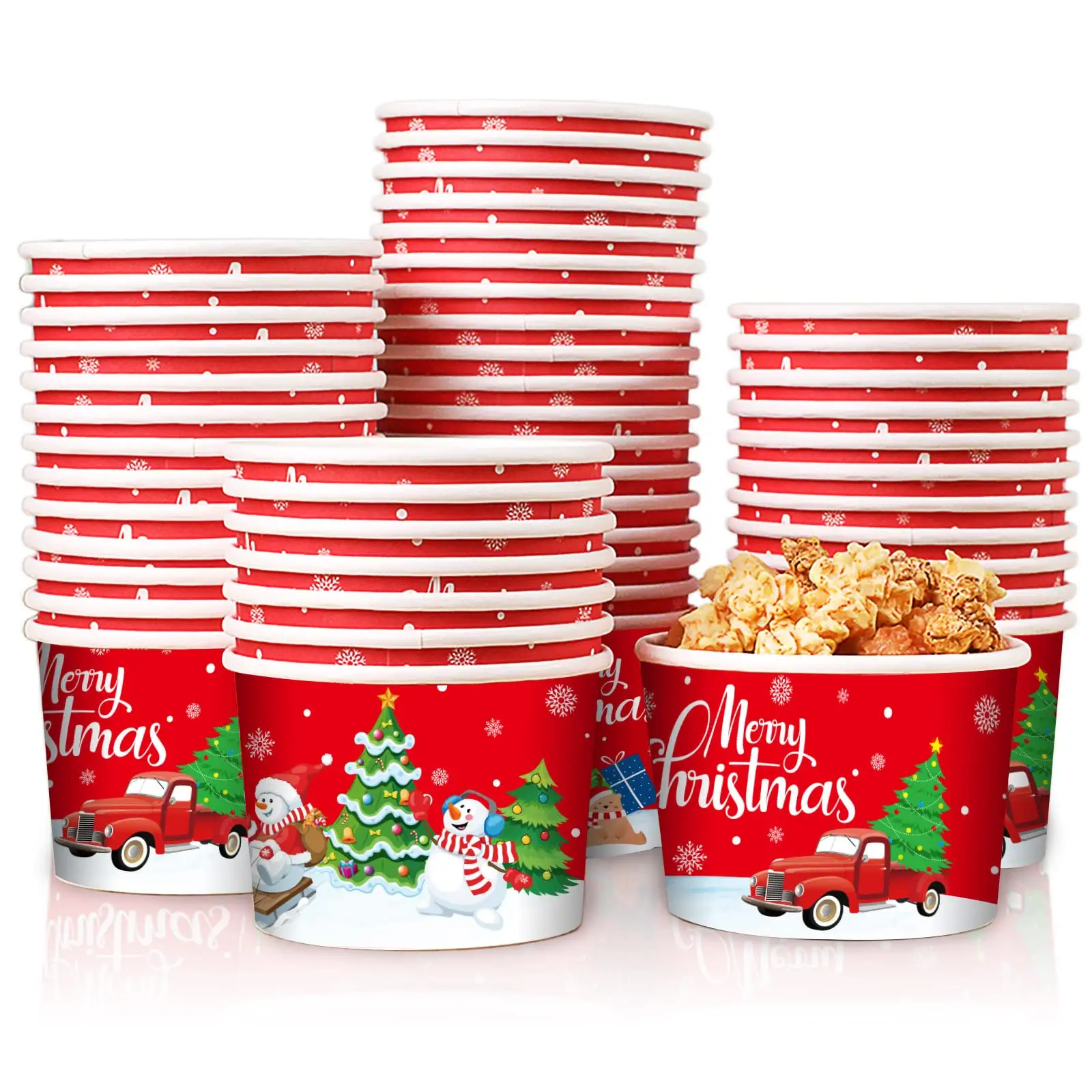 Custom Holiday Navidad Temática Desechable 9 Oz Julio Snack Treat Postre Cuencos Navidad Helado Tazas