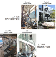 Escalier en colimaçon intérieur moderne, durable et écologique avec main courante en verre trempé et construction en acier inoxydable, certifié ISO9001