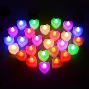 เทียน <span class=keywords><strong>LED</strong></span> รูปหัวใจหลากสีไฟชาโรแมนติกสำหรับงานแต่งงานแสงเทียนพลาสติกขนาดเล็ก - Product Image 1