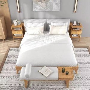 Muebles de dormitorio multifuncionales modernos minimalistas de madera y bambú, mesita de noche, estante de almacenamiento lateral para sofá - Product Image 4