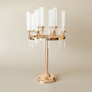 Lámpara de Araña LANJO de Lujo con 9 Cabezas de Alambre Metálico y Base Metálica, Centro de Mesa con Portavelas, 50 cm de Ancho, 93 cm de Alto, Duradera y Económica - Product Image 4