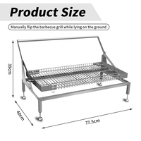 Extérieur pliant Portable Camping cour 180 degrés renversement charbon de bois Barbecue chauffage en acier inoxydable rotatif Flip BBQ Grill