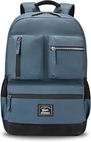 Sac à dos vintage en cuir noir et bleu, sac pour ordinateur portable en similicuir pour le travail - Product Image 1