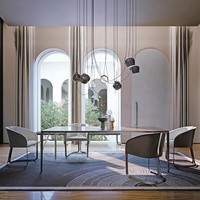 Chaise de salle à manger italienne simple, chaise de restaurant en cuir, chaise individuelle postmoderne en acier inoxydable
