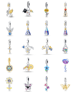 <span class=keywords><strong>Abalorios</strong></span> <span class=keywords><strong>para</strong></span> Joyería DIY con Zirconia en Forma <span class=keywords><strong>de</strong></span> Corazón, Plateados, con Diseños <span class=keywords><strong>de</strong></span> Plantas como Margaritas, Girasoles y Tulipanes <span class=keywords><strong>para</strong></span> Pulseras - Product Image 2