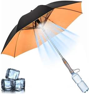 Parasol solaire rechargeable par USB avec ventilateur intégré et pulvérisateur pour la protection contre la chaleur, le refroidissement, la plage, les sports d'été, le golf, la marche - Product Image 4