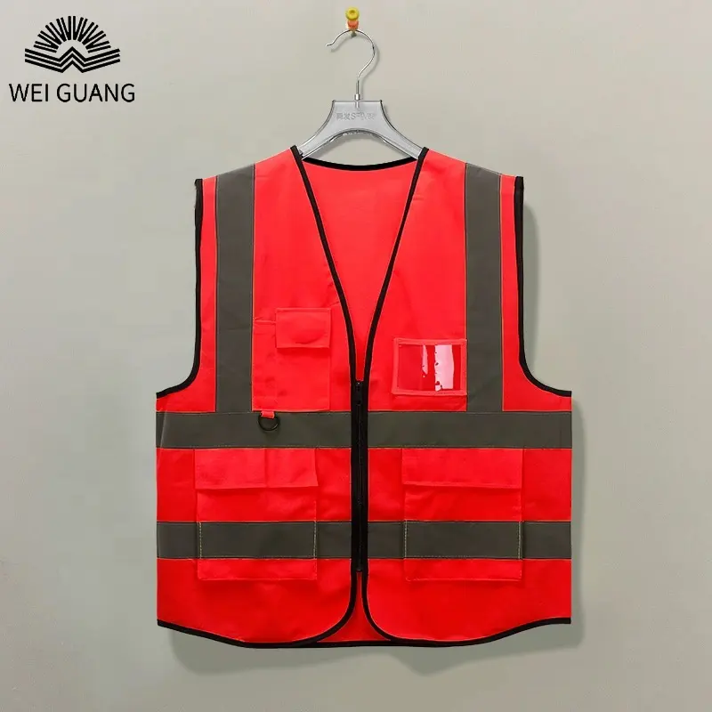 Meest Duurzame 100% Polyester Stof Ce En 20471 Reflecterende Veiligheidsvest Industriële Bouw Waarschuwingsjas Met Multi Pocket