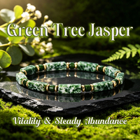 Bracelet vintage en pierre de jaspe verte, perles tubulaires, bracelet extensible en cristal, bracelet en pierre naturelle de jaspe verte, bracelet barillet