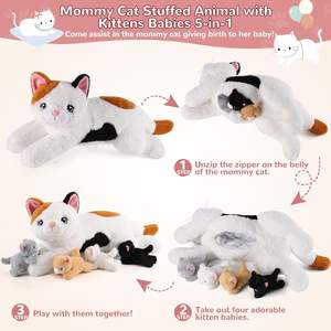 Set - 14 Peluches <span class=keywords><strong>de</strong></span> Rata Madre Grande con 4 Bebés Ratones Pequeños en el Vientre con Cierre, Juguetes <span class=keywords><strong>de</strong></span> Peluche <span class=keywords><strong>de</strong></span> Rata, 5 Piezas <span class=keywords><strong>de</strong></span> Animales <span class=keywords><strong>de</strong></span> Peluche <span class=keywords><strong>de</strong></span> Ratón - Product Image 3