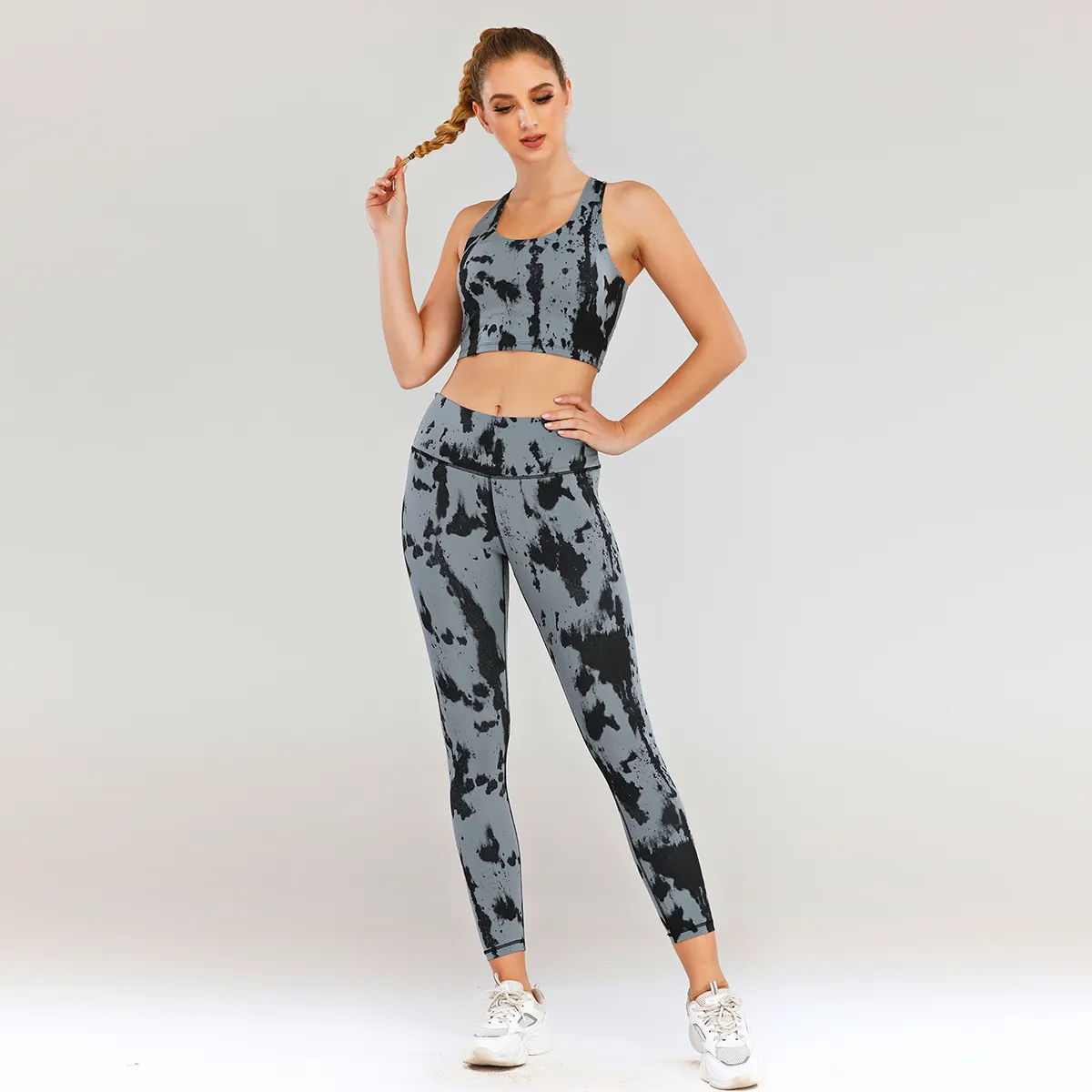 Camouflage Painting Frauen Workout Kleidung Active Wear Sport Set Kleidung Stram pler Frau Active Wear Set