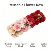 Décoration d'arche de mariage, chemin de table floral en soie, aménagement de scène d'hôtel pour banquet, rangée de fleurs artificielles de roses mélangées