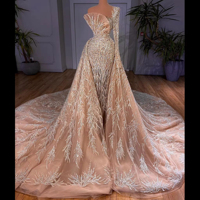 S2344Y Nouvelle Arrivée 2026 Robe de Mariée de Luxe Imposante à Manches Longues en Dentelle, Style Sirène Rétro, Double Portée avec Traîne Amovible