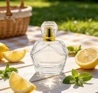 Flacon de parfum en verre transparent DiamondCut avec bouchon en cristal et col doré, flacon de parfum vide de luxe pour emballage cosmétique 100 ml