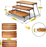 Grand plateau de service à 3 niveaux, support à cupcakes, planches à charcuterie, ensemble de présentation de table à dessert en bois d'acacia