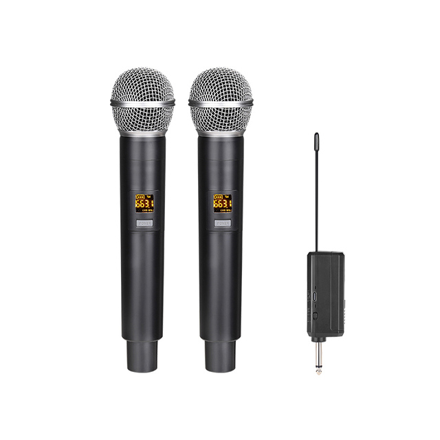 UHF Dual Cordless Professional Microphone System Wireless Microphone Cardioid Handheld Dynamic Karaoke Mic Set for Singing DJ