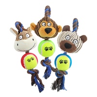 Nouveautés Articles pour animaux de compagnie Jouet pour chien Ballon Jouet pour chiot qui couine Ballon en corde de coton Jouet pour chien pour mâcher et jouer