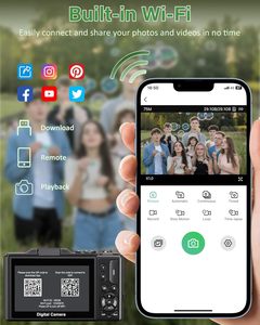 Mini Cámara Digital Wifi 5K del Fabricante con Pantalla de 3 Pulgadas y 180 Grados °   Tarjeta SD con Pantalla Abatible 18X UHD y Enfoque Automático para Fotografía y Videografía - Product Image 5