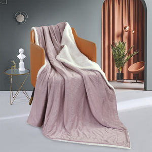 FY personnalisé couleur unie rose lavande dos impression coupe Ultra doux pulvérisation bande flanelle polaire chaud jeter des couvertures pour l'hiver - Product Image 1