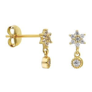 ROXI - Pendientes de Plata de Ley S925 con Forma de Copo de Nieve Geométrico y Diamantes, Elegantes y Sencillos - Product Image 1