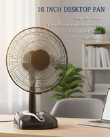 Ventilateur de table commercial moderne à commande mécanique, silencieux, en plastique noir, pour chambre d'hôtel