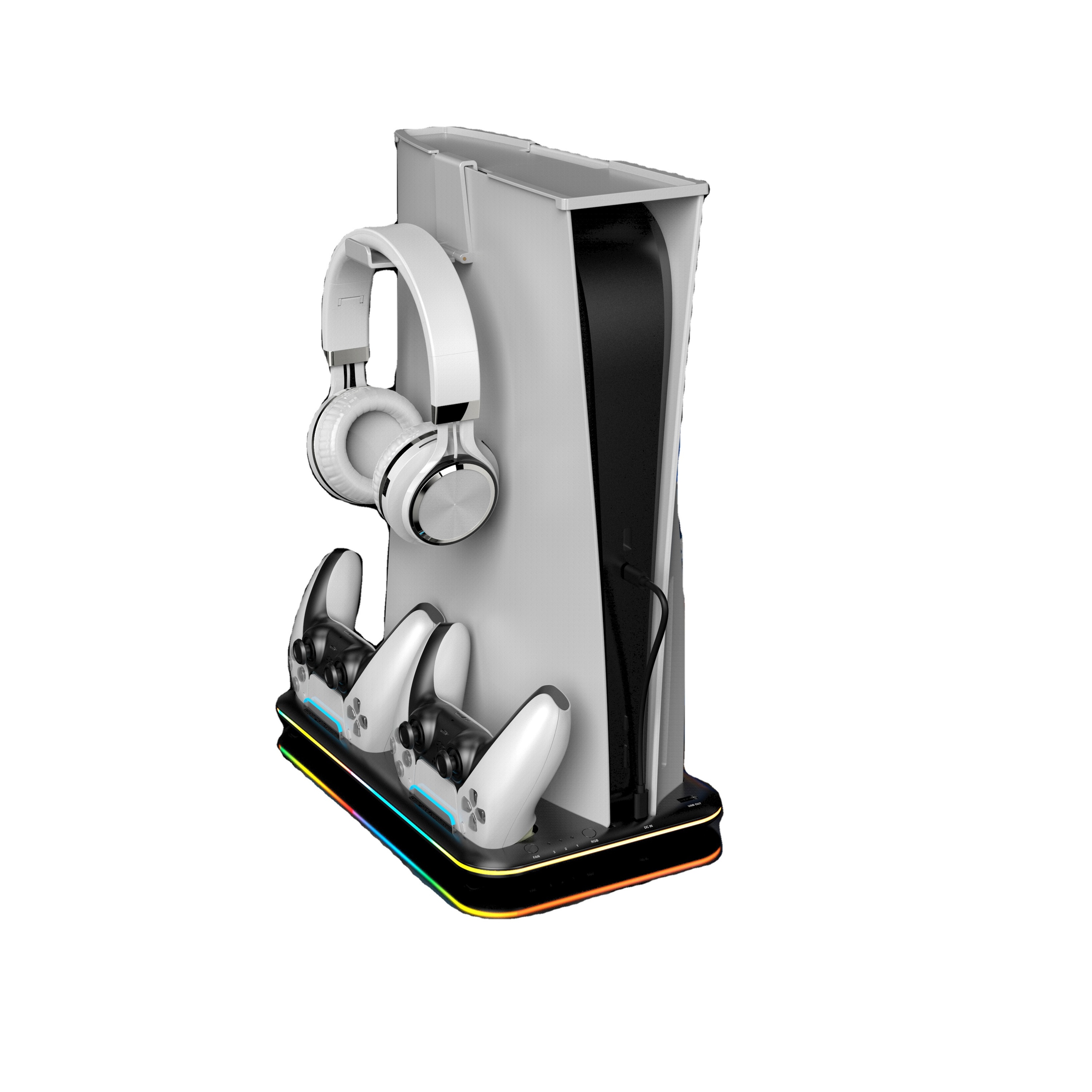 Saitake PlayS 5 Console Charging Stand Dual/Fast Charging Cooling Multi-Storage Changeable Light Headphone Hanger Game