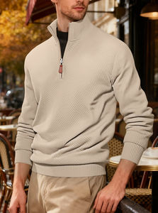 Vendita di <span class=keywords><strong>felpa</strong></span> ricamata Patchwork Casual da <span class=keywords><strong>uomo</strong></span> personalizzata con collo a mezza <span class=keywords><strong>cerniera</strong></span> e maniche lunghe - Product Image 3