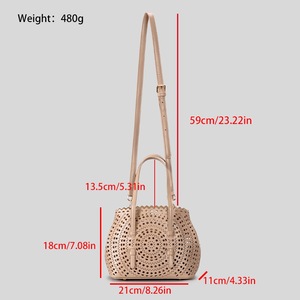 New Casual Tote Bag Genuine Cowhide Leather Letter Single-Shoulder Perforated Vegetable Basket Zipper <strong>Mina</strong> Women Crossbody Bag - Product Image 6