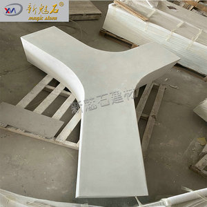 Nuevo Banco Redondo de Hormigón con Acabado Natural Magic Stone GRC, Silla de Cemento en Forma de Y para Paisajismo, 3 cm de Grosor, Resistente a la Corrosión - Product Image 4