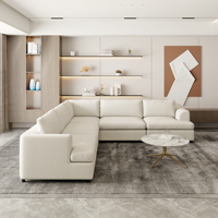 Atunus Modernes Minimalistisches Bouclé-Sofa mit Schwammfüllung, Weißes Modulares Ecksofa, L-förmiges Couch-Set für Apartments und Wohnzimmer