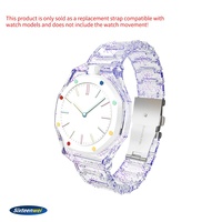 Glitzerndes Transparentes Kunststoff-Uhrenarmband für Royal Pop mit Faltschließe, Modisches Uhrenband für Royal Pop