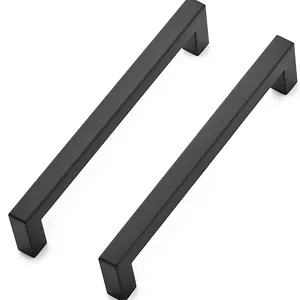 Modern Black Stainless Steel Door Hardware U Shaped Pull Furniture Wardrobe Cabinet Handle