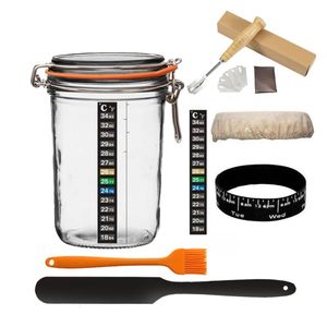 Hot Selling Sourdough Starter Kit with Glass <b>Jar</b> Lid Thermometer Silicone Scraper Cloth Cover-<b>for</b> Bread Baking - Product Image 4