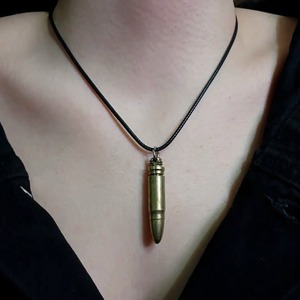 Collar con Colgante de Bala de Aleación, Cadena de Cuerda Encerada, Joyería de Moda Unisex, Tendencia Individualista, Primavera 2024 - Product Image 1