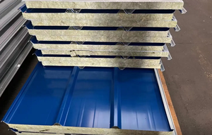 Panneau de toiture sandwich en laine de roche ignifuge, tôle de toiture isolée en <span class=keywords><strong>acier</strong></span> coloré pour la construction d'entrepôts et d'usines - Product Image 4