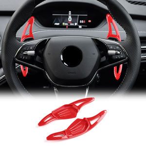 Pour <span class=keywords><strong>Skoda</strong></span> <span class=keywords><strong>Octavia</strong></span> A8 MK4 Karoq Kodiaq RS <span class=keywords><strong>VRS</strong></span> ENYAQ IV accessoires de voiture garniture ABS pour volant palette manette de vitesse couverture - Product Image 4