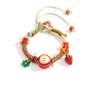 Pulsera de dijes con nudo de fresa de cuatro hojas colorida y diseño de borla de cerámica de frutas para mujer, regalo de joyería SL41570 - Product Image 5