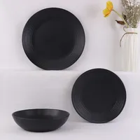 Тисненые керамические изделия на тренде черного цвета глазурованные керамические обеденные наборы
