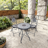Ensemble de 3 pièces pliable en fer à motif de mosaïque Bistro pour jardin ou accessoire de décoration intérieure